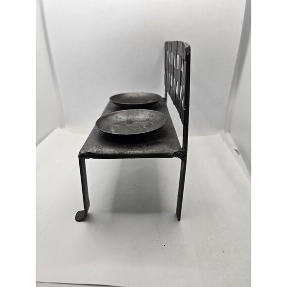 Metal Sculpture Weaved Bench Candle Holder - Picture 2 of 9